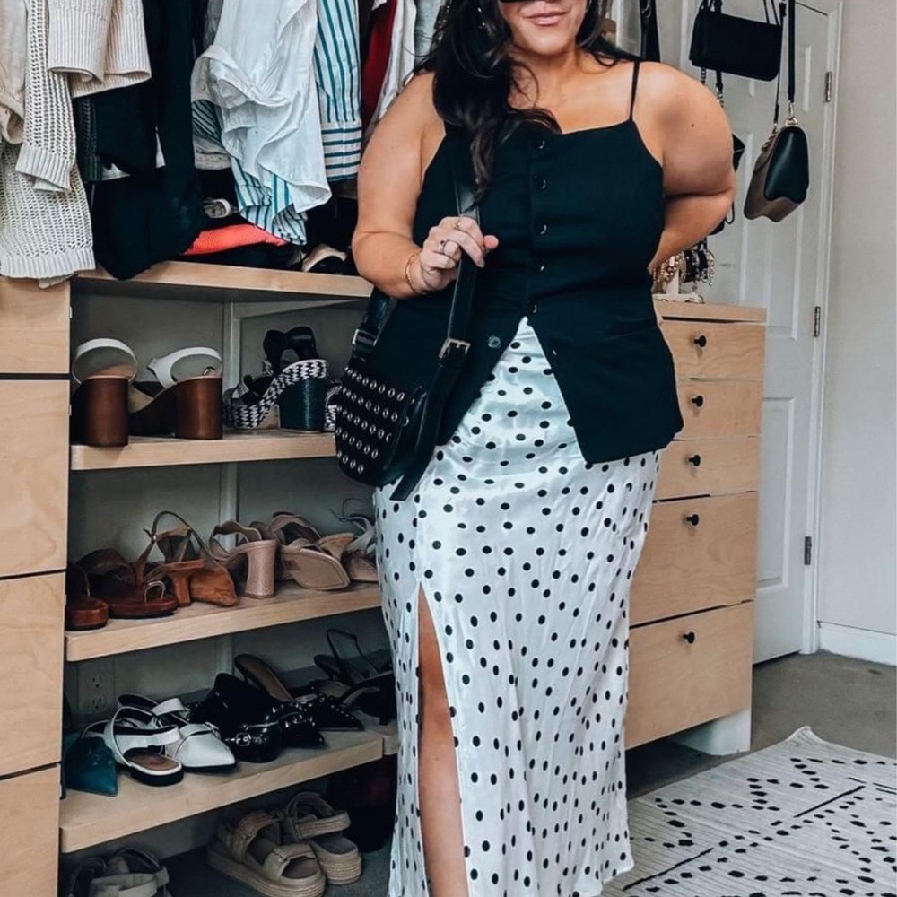 Anthropologie Black and White Maxi Skirt with Slit